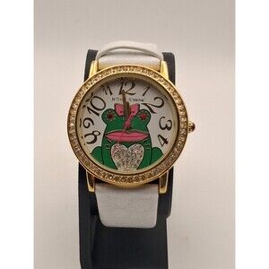 Betsey Johnson Gold-tone Pavé Bezel Wristwatch Whimsical Frog